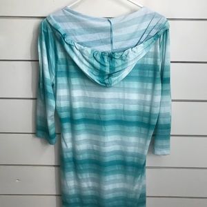 Striped bathing suit coverup.